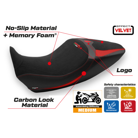 Housse de selle compatible Ducati Diavel 1260 (19-22) modèle Saranda 1 velvet comfort system