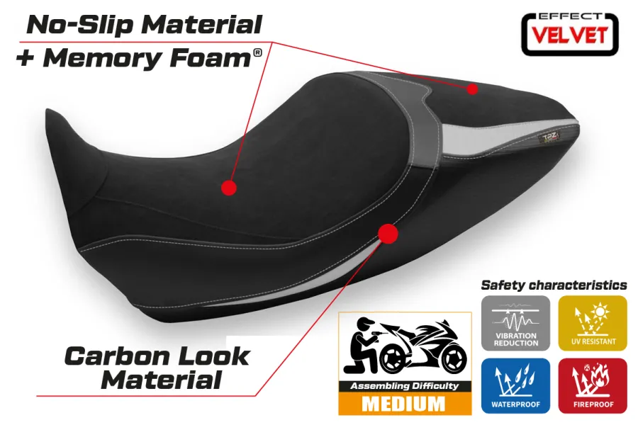Funda de asiento compatible Ducati Diavel 1260 (19-22) modelo Saranda 1 velvet comfort system