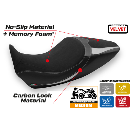 Funda de asiento compatible Ducati Diavel 1260 (19-22) modelo Saranda 1 velvet comfort system