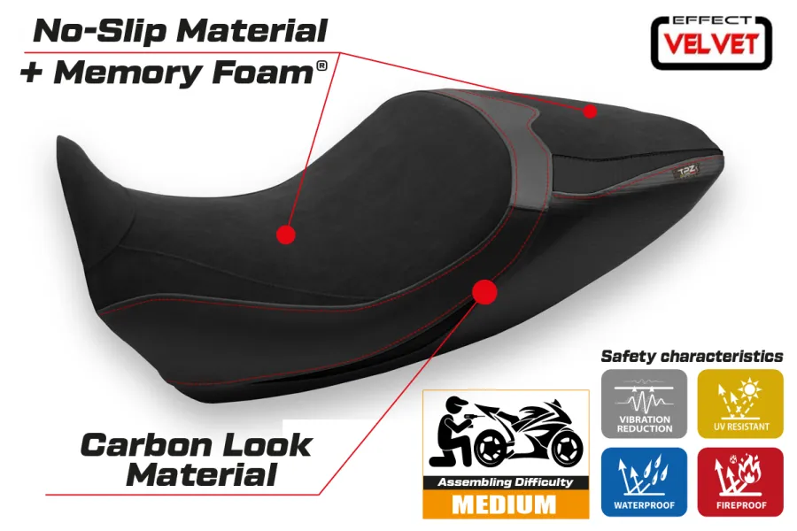 Seat cover compatible Ducati Diavel 1260 (19-22) Saranda 1 velvet comfort system model