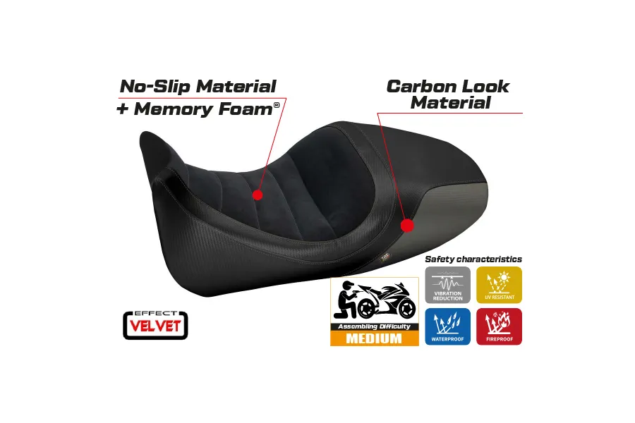 Funda de asiento compatible con Ducati Diavel (14-18) modelo Imola 1 velvet comfort system