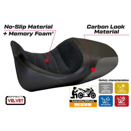 Funda de asiento compatible con Ducati Diavel (14-18) modelo Imola 1 velvet comfort system