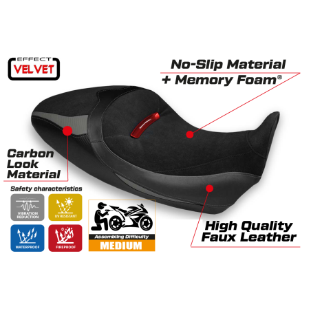 Funda de asiento compatible con Ducati Diavel 1260 S (19-22) modelo Costanza 1 velvet comfort system