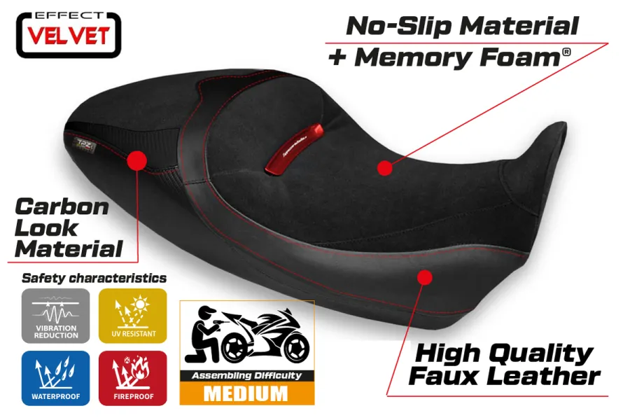 Rivestimento sella compatibile Ducati Diavel 1260 S (19-22) modello Costanza 1 velvet comfort system