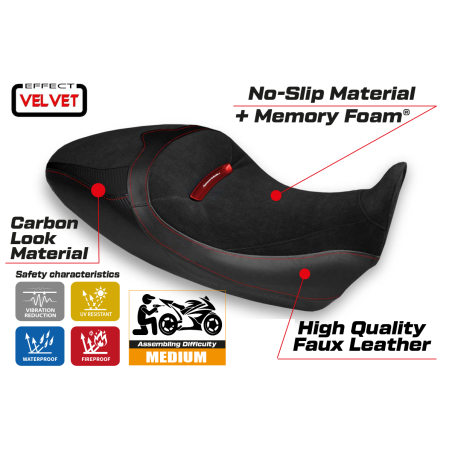 Housse de selle compatible Ducati Diavel 1260 S (19-22) modèle Costanza 1 velvet comfort system