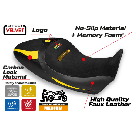 Rivestimento sella compatibile Ducati Diavel 1260 S (19-22) modello Costanza 1 velvet comfort system