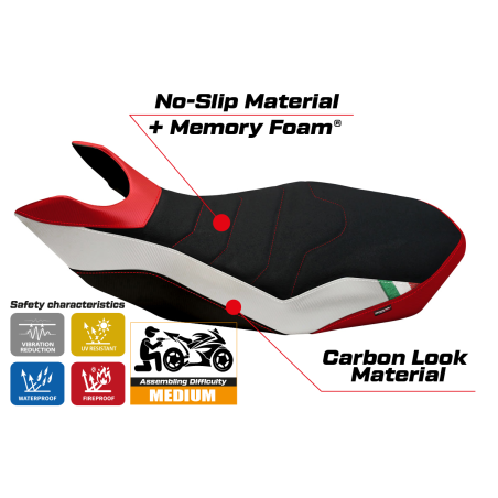 Funda de asiento compatible Ducati Hypermotard 796/1100/1100 EVO (07-12) modelo Medea comfort system special color