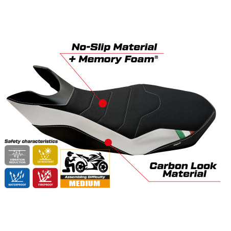 Funda de asiento compatible con Ducati Hypermotard 796/1100/1100 EVO (07-12) modelo Medea 2 comfort system