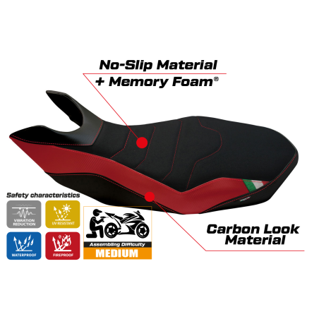 Funda de asiento compatible con Ducati Hypermotard 796/1100/1100 EVO (07-12) modelo Medea 2 comfort system