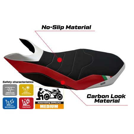 Housse de selle compatible Ducati Hypermotard 796/1100/1100 EVO (07-12) modèle Ribe special color ultragrip