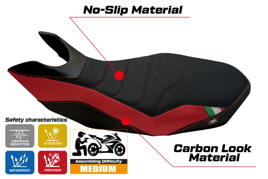 Funda de asiento compatible con Ducati Hypermotard 796/1100/1100 EVO (07-12) modelo Ribe 2 ultragrip
