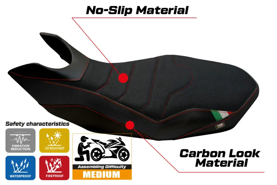 Sitzbezug kompatibel Ducati Hypermotard 796/1100/1100 EVO (07-12) Modell Ribe 2 ultragrip