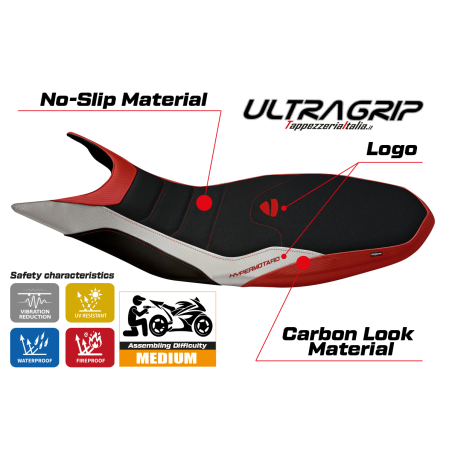 Funda de asiento compatible con Ducati Hypermotard 821/939 (13-18) modelo Megara special color ultragrip