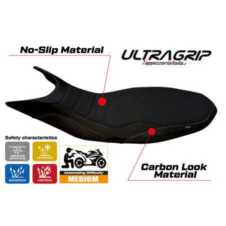 Housse de selle compatible Ducati Hypermotard 821/939 (13-18) modèle Megara 1 ultragrip