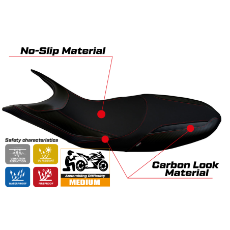 Rivestimento sella compatibile Ducati Hypermotard 821 / 939 (13-18) modello Scicli 1