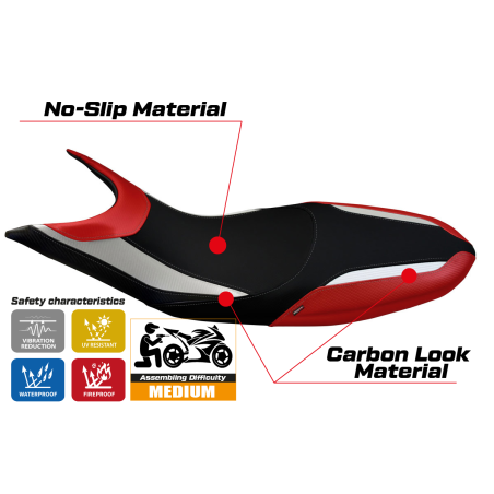 Funda de asiento compatible con Ducati Hypermotard 821/939 (13-18) modelo Scicli special color