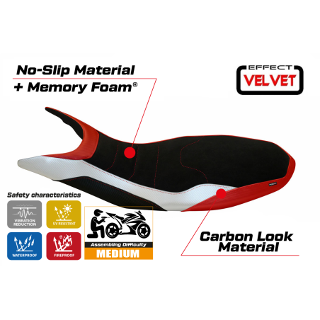 Rivestimento sella compatibile Ducati Hypermotard 821 / 939 (13-18) modello Varna special color velvet comfort system
