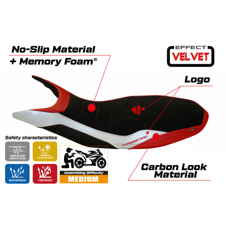 Funda de asiento compatible Ducati Hypermotard 821/939 (13-18) modelo Varna special color comfort system velvet