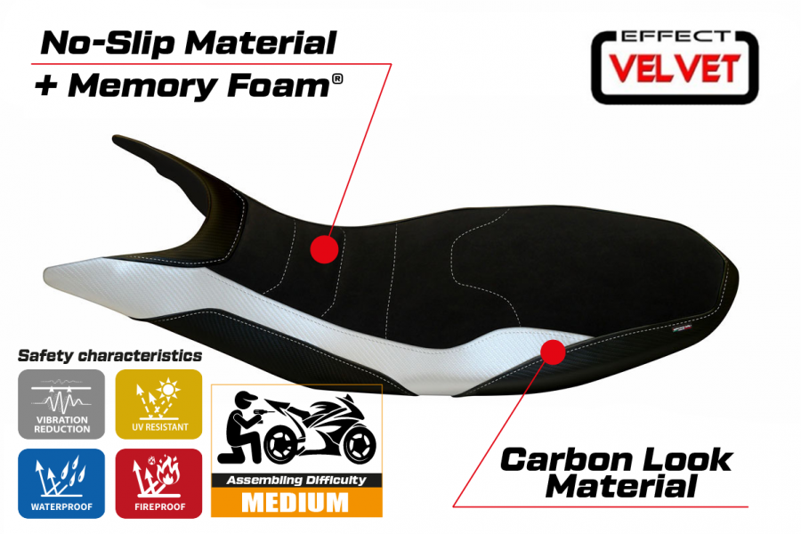 Rivestimento sella compatibile Ducati Hypermotard 821 / 939 (13-18) modello Varna 1 Velvet comfort system