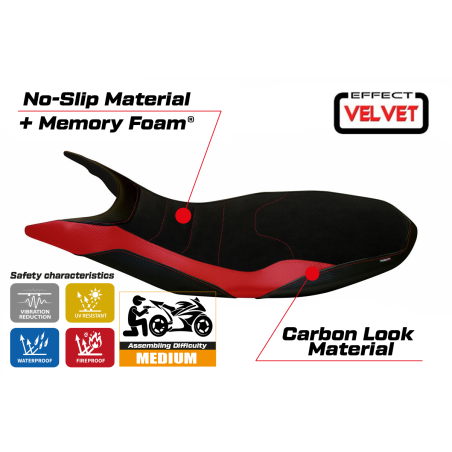 Sitzbezug kompatibel Ducati Hypermotard 821/939 (13-18) Modell Varna 1 Velvet comfort system