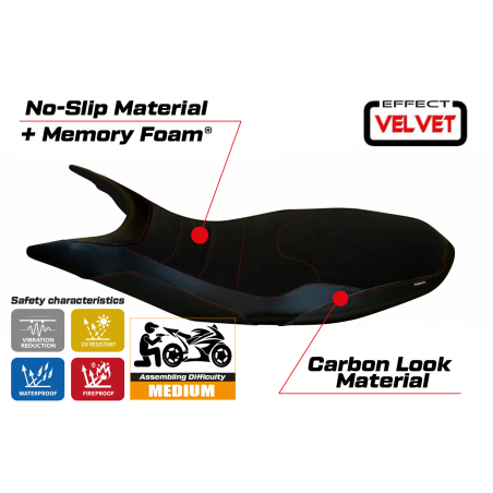 Rivestimento sella compatibile Ducati Hypermotard 821 / 939 (13-18) modello Varna 1 Velvet comfort system