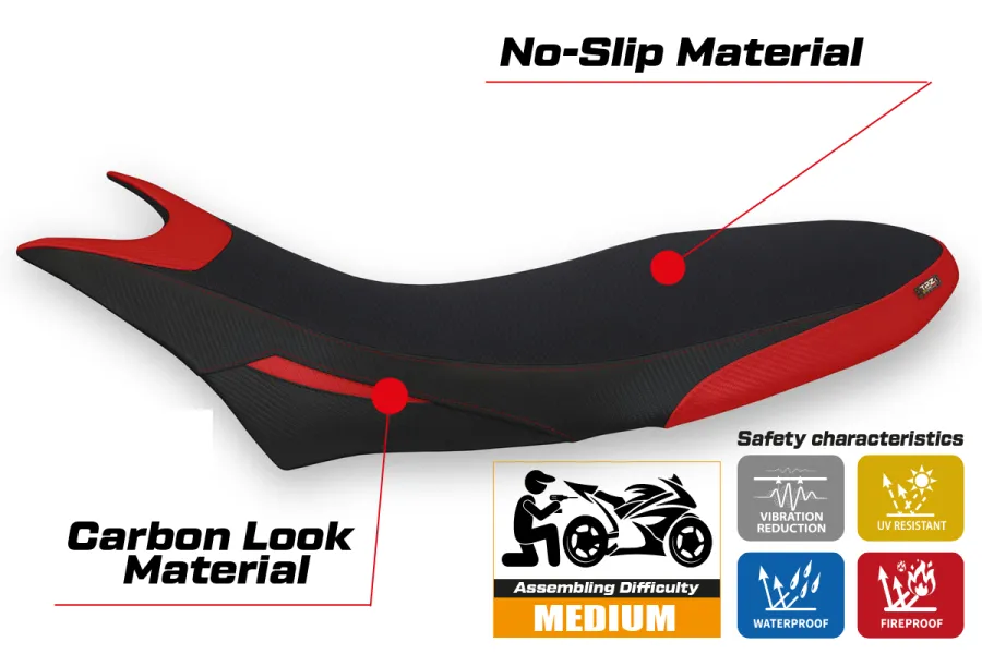 Funda de asiento compatible con Ducati Hypermotard 950 (19-22) modelo Cuba 1