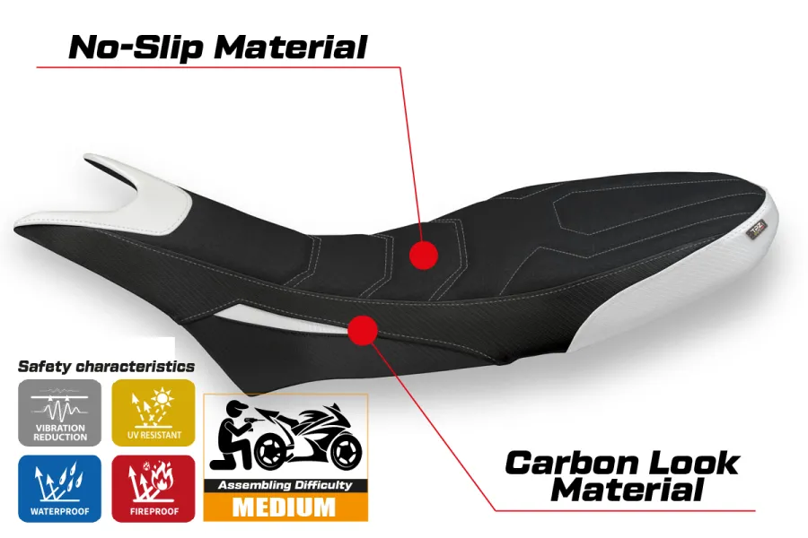 Housse de selle compatible Ducati Hypermotard 950 (19-22) modèle Luna 1 ultragrip