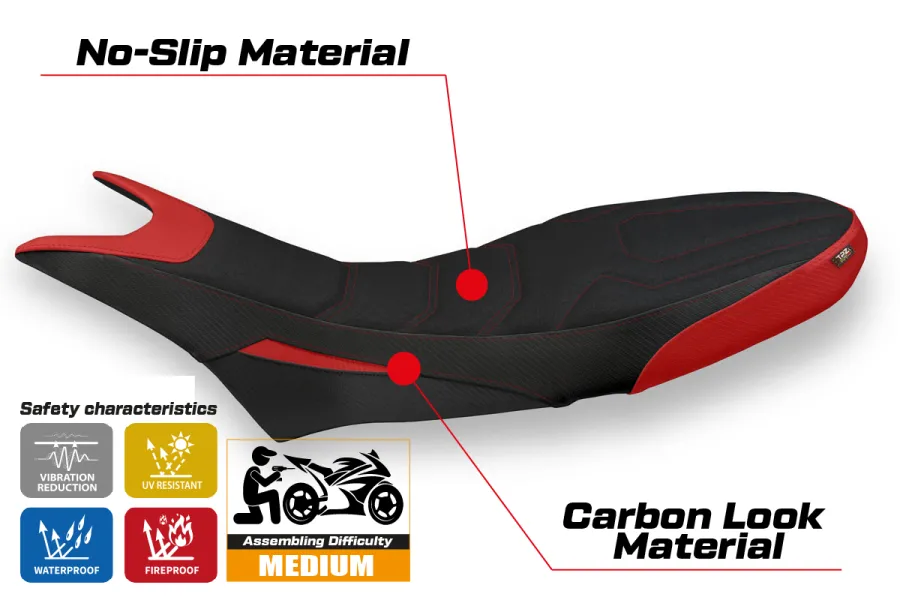 Housse de selle compatible Ducati Hypermotard 950 (19-22) modèle Luna 1 ultragrip