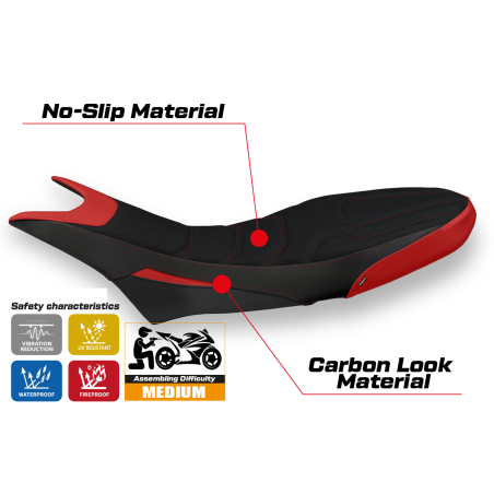 Funda de asiento compatible con Ducati Hypermotard 950 (19-22) modelo Luna 1 ultragrip