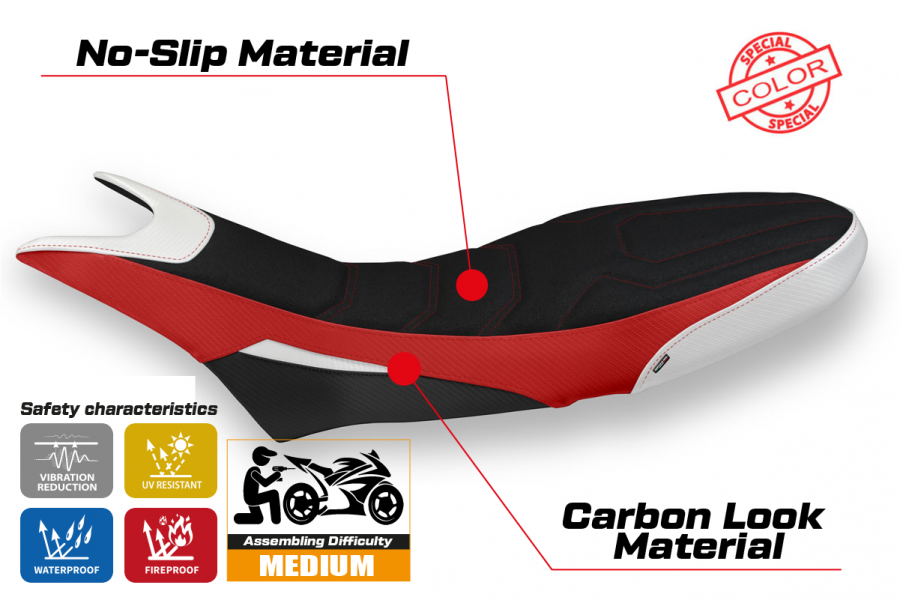 Housse de selle compatible Ducati Hypermotard 950 (19-22) modèle Luna special color ultragrip