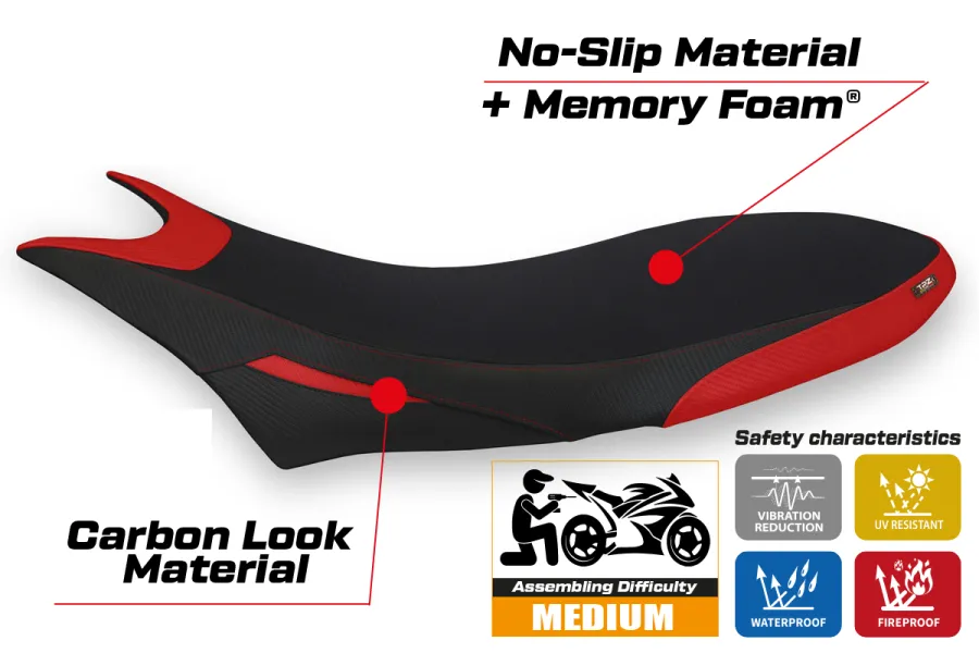 Housse de selle compatible Ducati Hypermotard 950 (19-22) modèle Orlando 1 comfort system