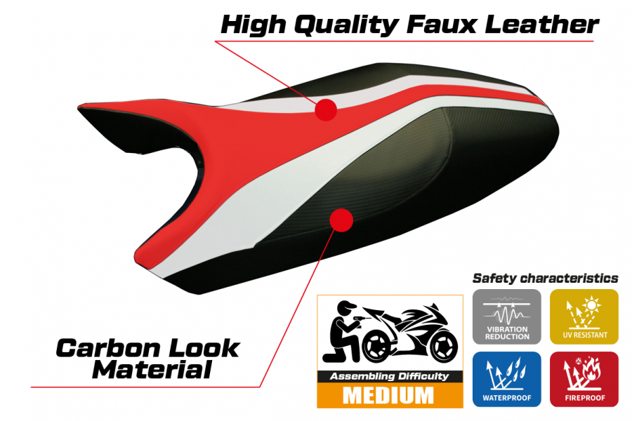 Housse de selle compatible Ducati Monster (94-07) modèle Freccia