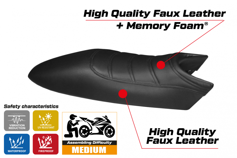 Sitzbezug kompatibel Ducati Monster (94-07) Total Black Comfort System Modell