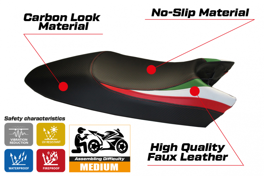 Funda de asiento compatible con Ducati Monster (94-07) modelo Tricolore