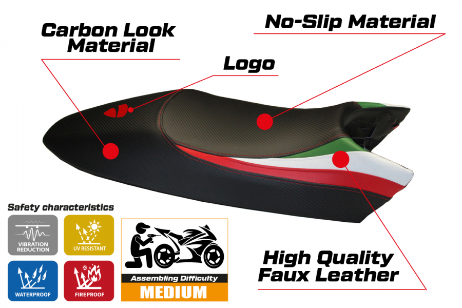 Rivestimento sella compatibile Ducati Monster (94-07) modello Tricolore