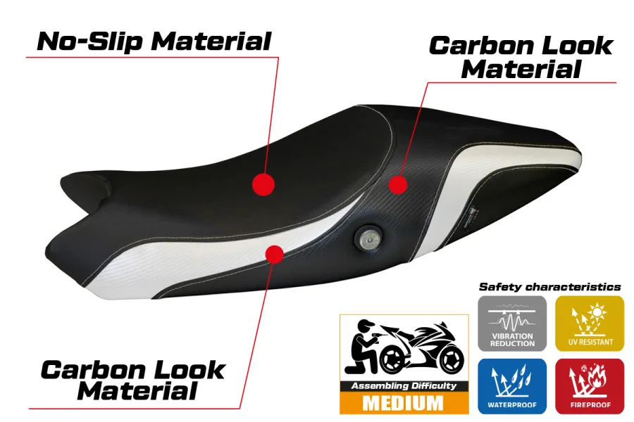 Housse de selle compatible Ducati Monster 696/796 (08-14) modèle Logos Carbon Colat