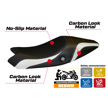 Seat cover compatible Ducati Monster 696 / 796 (08-14) Logos Carbon Colat model
