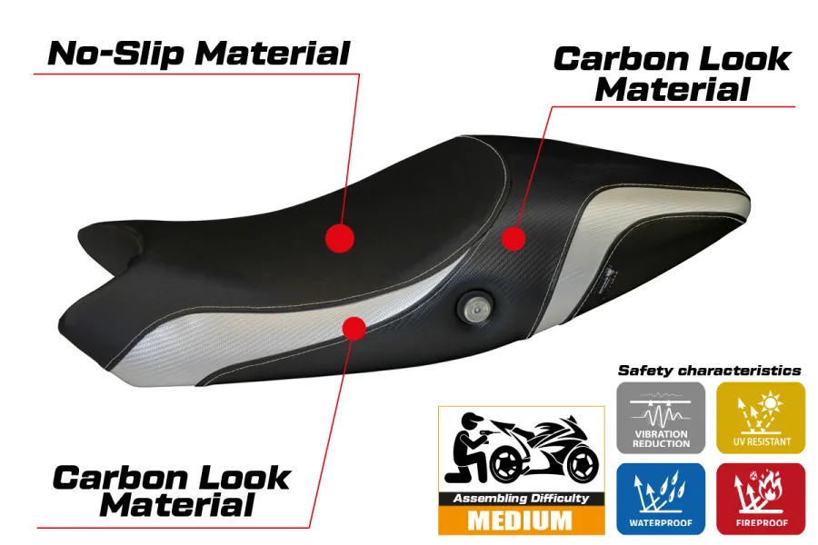 Rivestimento sella compatibile Ducati Monster 696 / 796 (08-14) modello Logos Carbon Colat