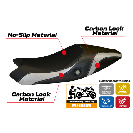 Sitzbezug kompatibel Ducati Monster 696/796 (08-14) Modell Logos Carbon Colat