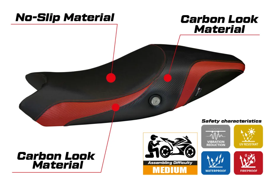 Sitzbezug kompatibel Ducati Monster 696/796 (08-14) Modell Logos Carbon Colat