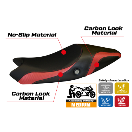 Housse de selle compatible Ducati Monster 696/796 (08-14) modèle Logos Carbon Colat