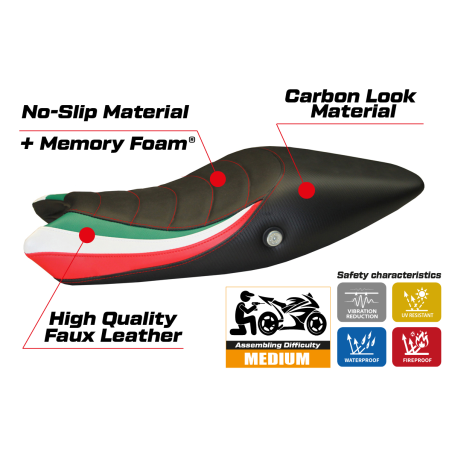 Housse de Selle compatible Ducati Monster - 696/796 (08-14) Modèle Tricolat Total Black Comfort System