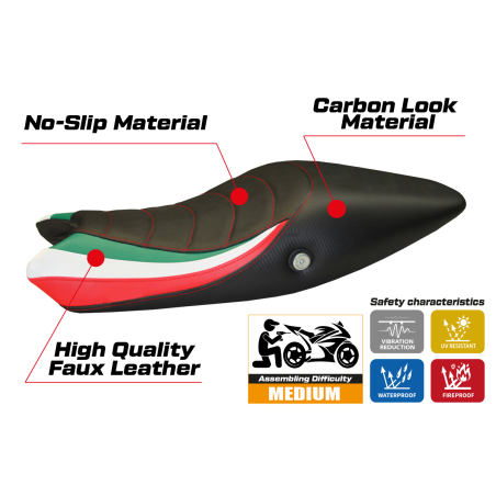 Housse de selle compatible Ducati Monster 696/796 (08-14) modèle Tricolat Total Black