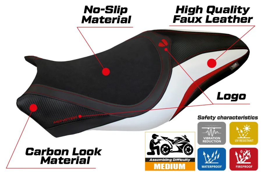 Sitzbezug kompatibel Ducati Monster 797 (17-20) Modell Alzira velvet