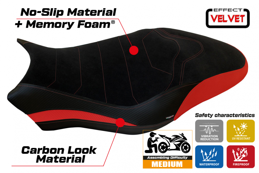 Funda de asiento compatible Ducati Monster 797 (17-20) modelo Ovada 1comfort system Velvet