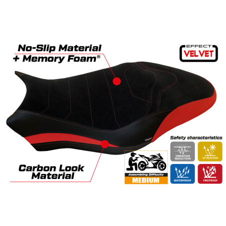 Rivestimento sella compatibile Ducati Monster 797 (17-20) modello Ovada 1 Velvet comfort system