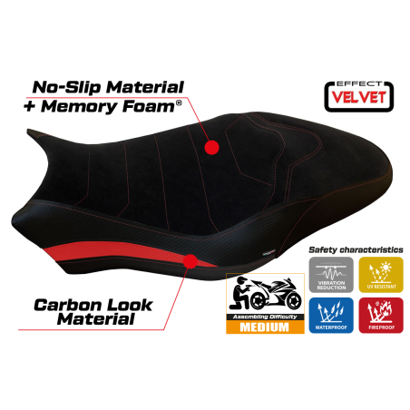 Rivestimento sella compatibile Ducati Monster 797 (17-20) modello Ovada 2 Velvet comfort system
