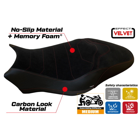 Rivestimento sella compatibile Ducati Monster 797 (17-20) modello Ovada 2 Velvet comfort system