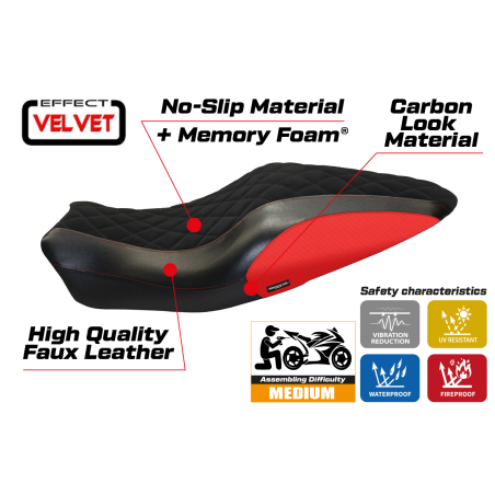 Seat cover compatible Ducati Monster 821 / 1200 (14-16) Andorra Velvet comfort system model