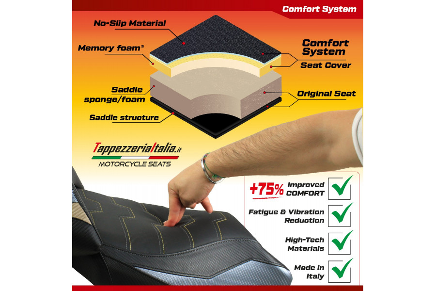 Seat cover compatible Ducati Monster 821 / 1200 (14-16) Andorra Velvet comfort system model